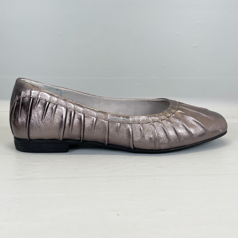 Alegria Beka Ballet Flats Womens Size 41 US 10.5 Pewter Pleated Leather Shoes